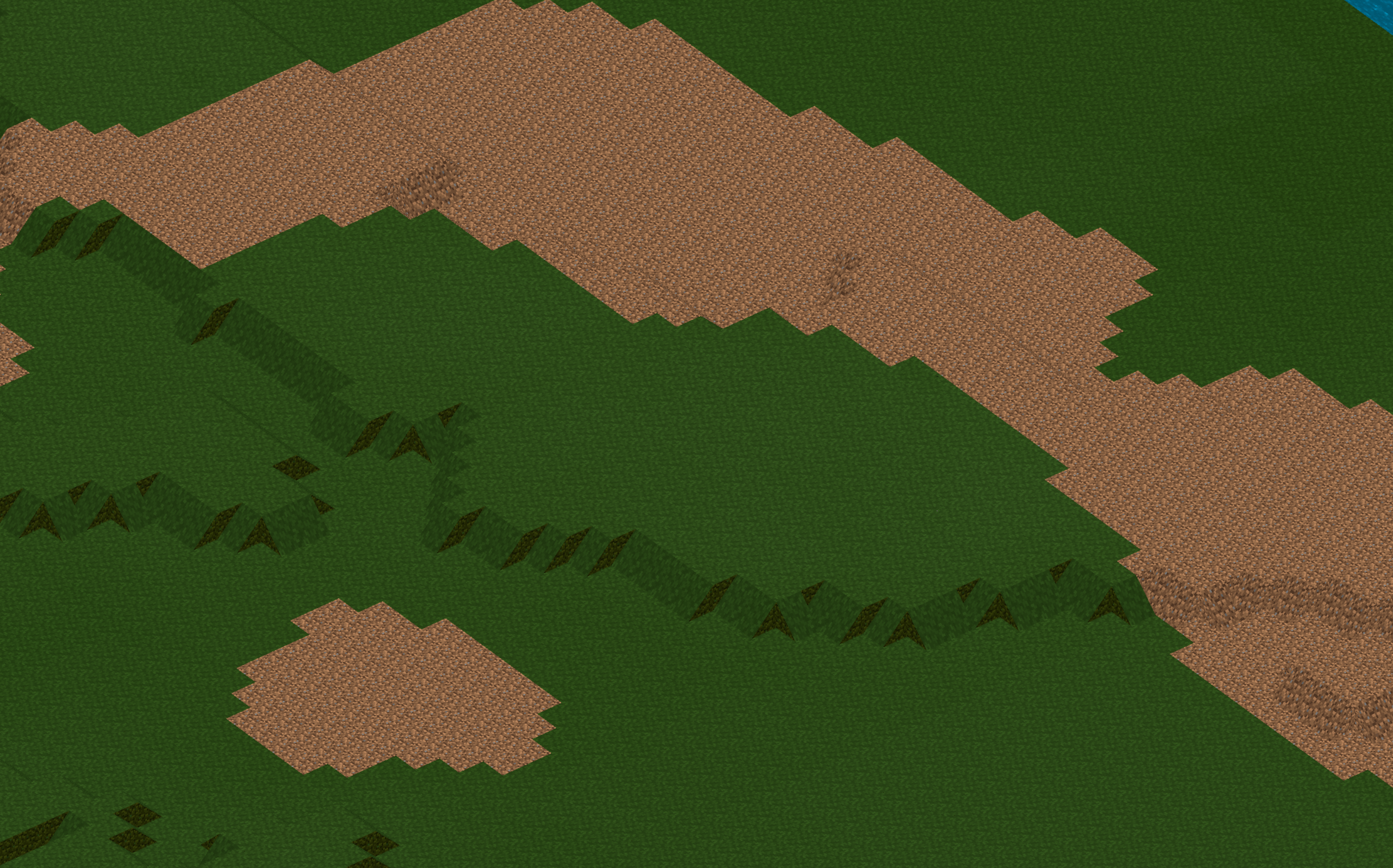 Procedural terrain generation showing dirt patches in grass